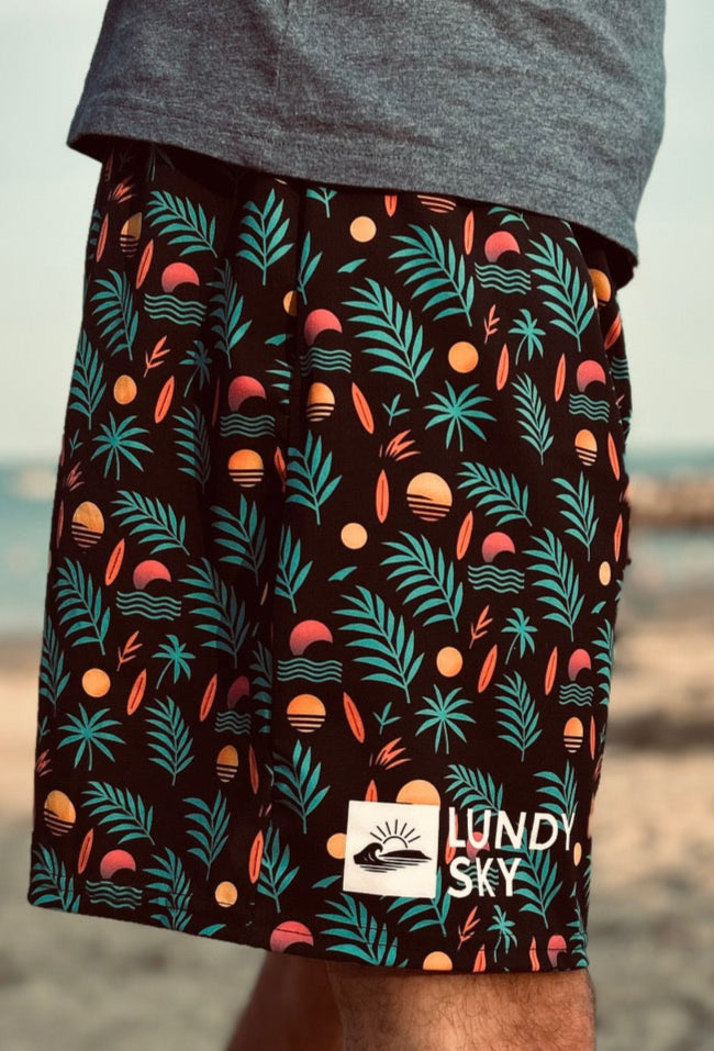 The Tropic Shorts - Sun/leaf print recycled shorts